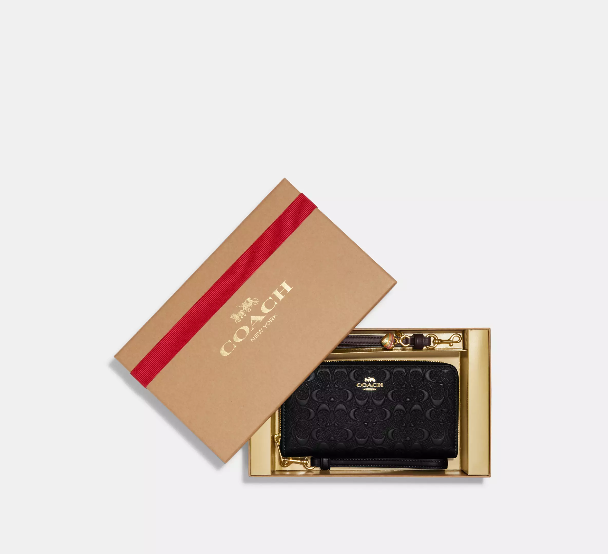 Кошелек Coach Boxed Long Zip Around Wallet In Signature Leather smooth leather/Gold/Black