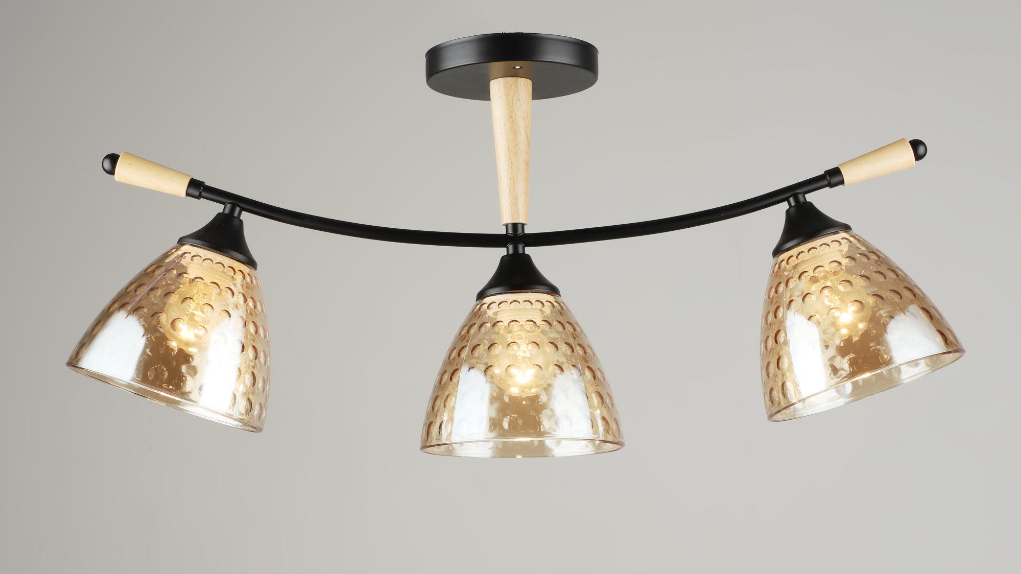 Люстра потолочная Sirius B N5726/3 BK/WOOD на 3 плафона