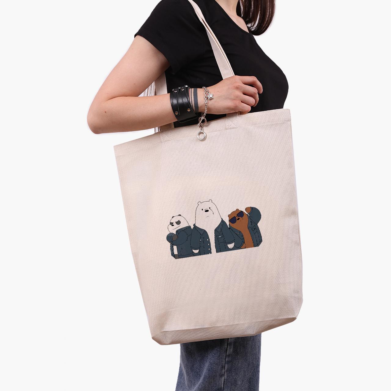 Эко сумка шоппер We Bare Bears 41x39x8 см Бежевый (9227-2895-WTD)