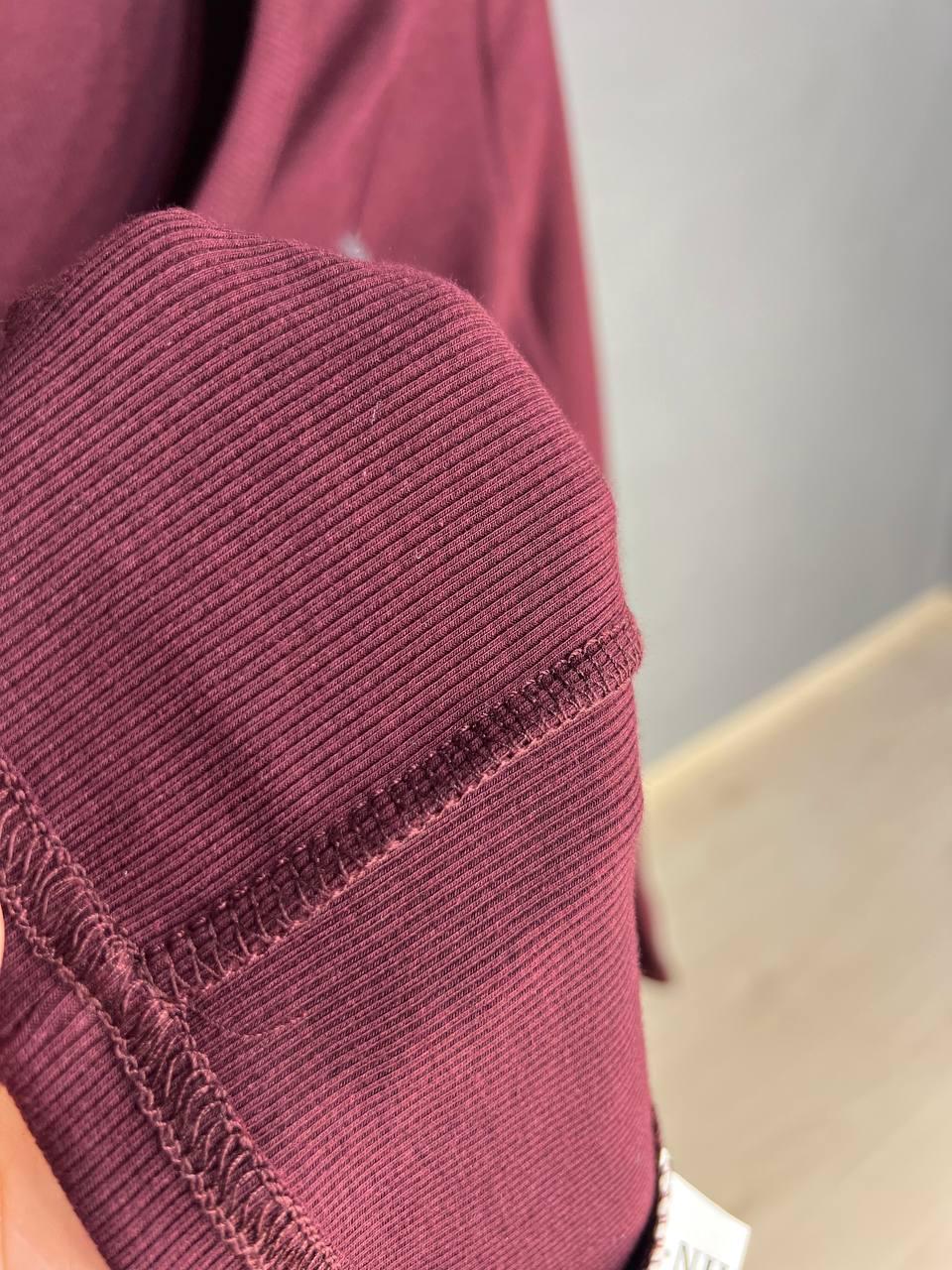 Лонгслів жіночий A-N 25079 рубчик реглан v-виріз корсетні шви OS Бордовий (3454) - фото 2 Лонгслів жіночий A-N 25079 рубчик реглан v-виріз корсетні шви OS Бордовий (3454) - фото 2