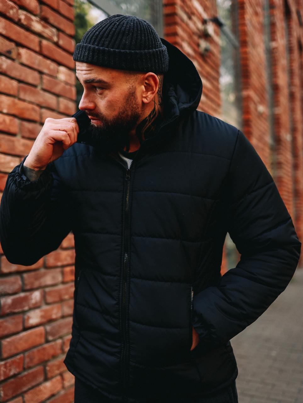 Куртка мужская зимняя с капюшоном теплая M Черный (D0047/1) - фото 4 Куртка мужская зимняя с капюшоном теплая M Черный (D0047/1) - фото 4