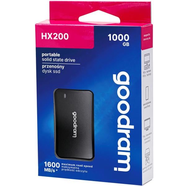 Накопичувач SSD GoodRam HX200 USB3.2 Gen2x2 1Tb Black (SSDPR-HX200-1K0) - фото 3