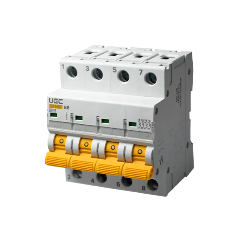 Автоматический выключатель UEC SB-M8 4P 6А 4,5кА B (MCB45-4-006-B)