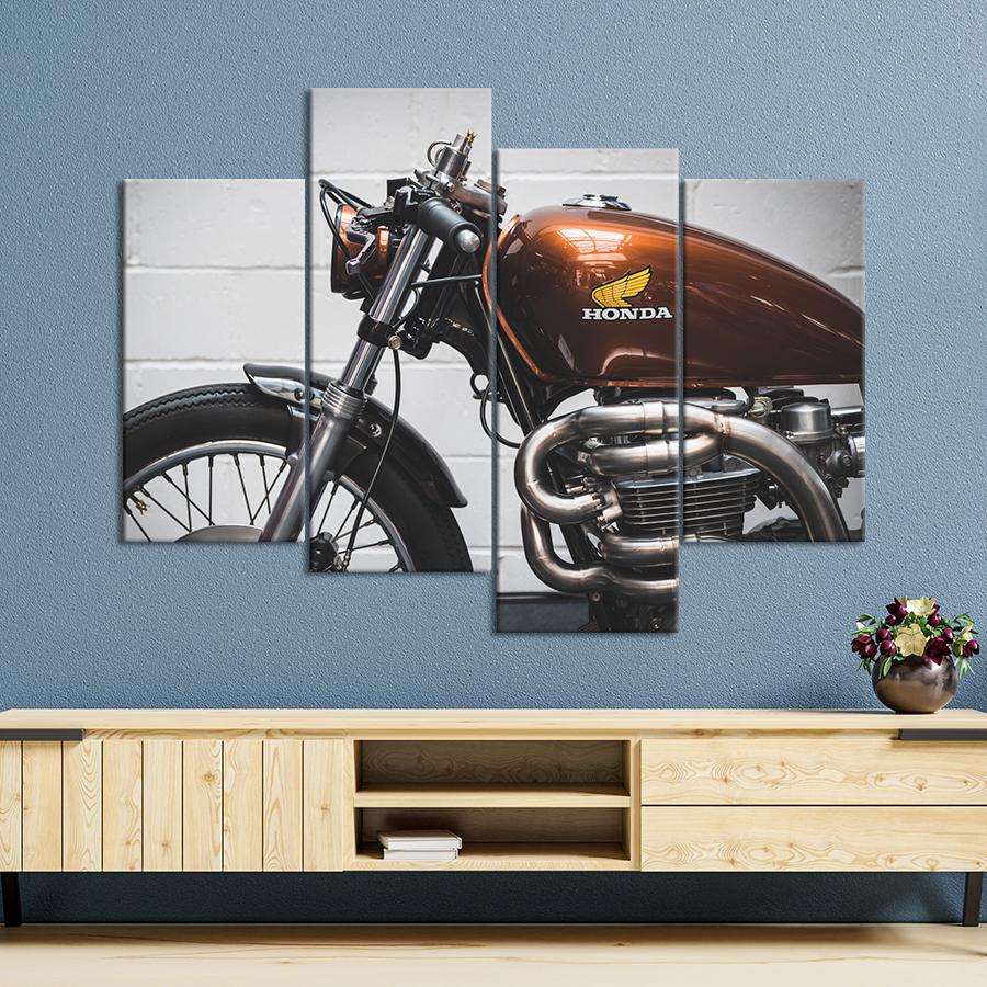 Картина Автомобиль Мотобайк Honda CB 400 на сером фоне 89x56 см (A1178-4)