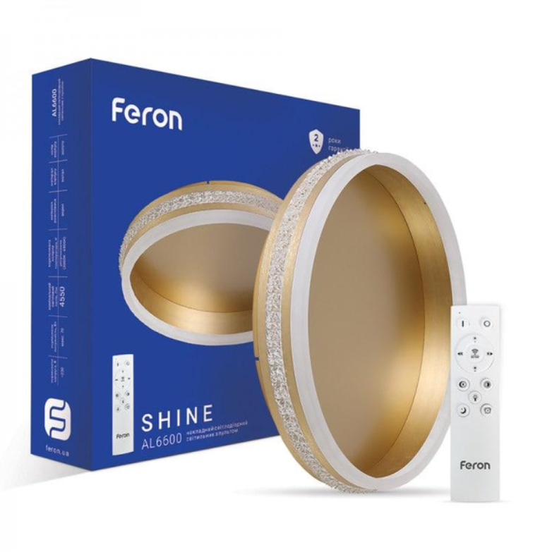 Люстра Feron AL6600 SHINE LED с пультом управления 70W Золотой (40280)