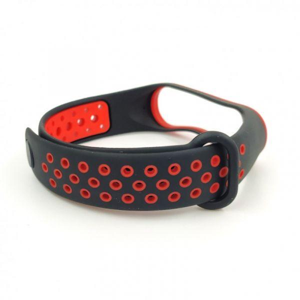 Силіконовий ремінець браслет Nike Sport для Mi Band 3/4 black-red - фото 2