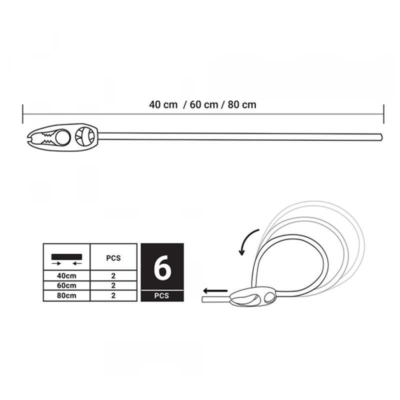 Набір еластичних регульованих резинок Bungee Cord Regulated BCR-05SET1GY-B з петельним затискачем - фото 4