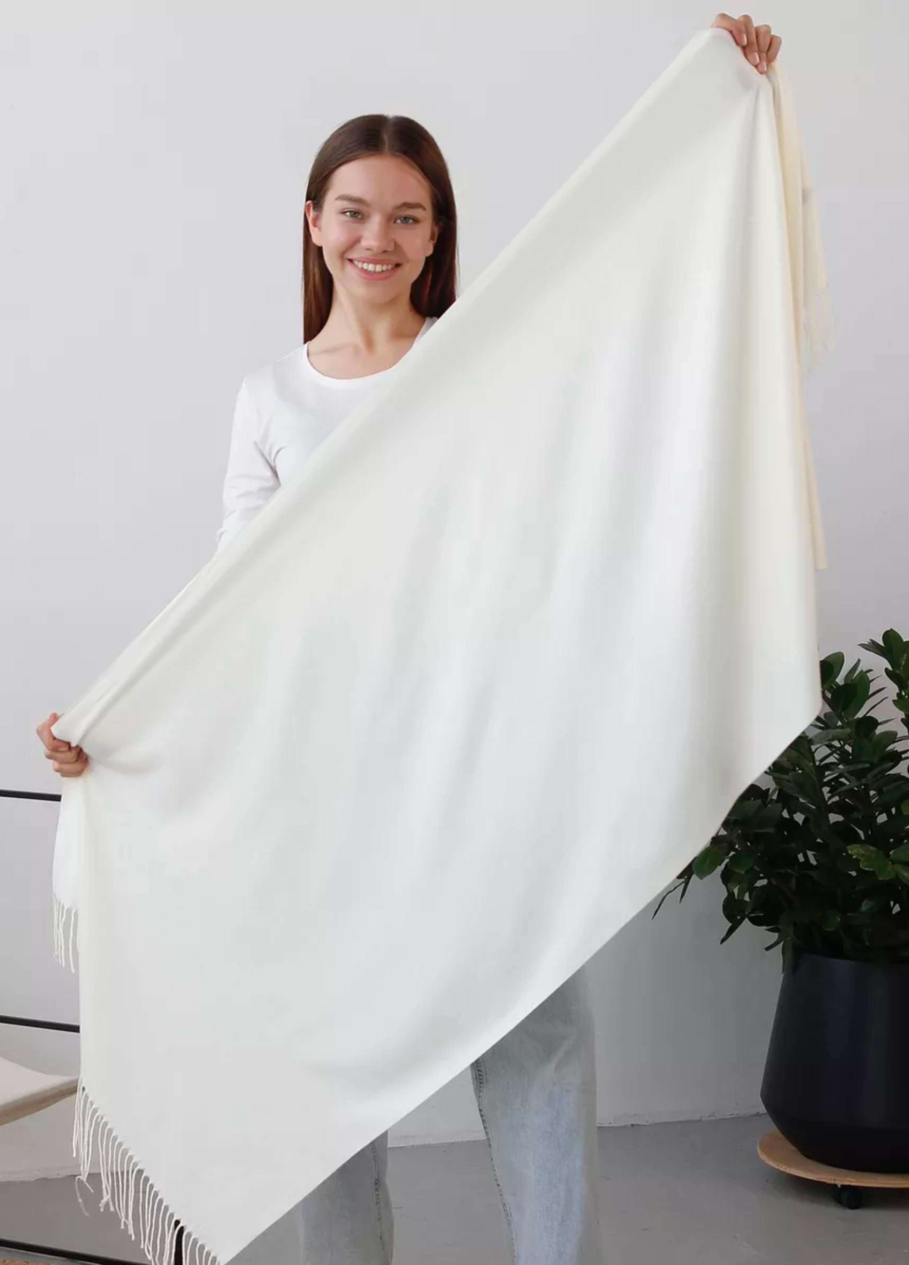 Шарф палантин Cashmere 200х70 см Білий - фото 2