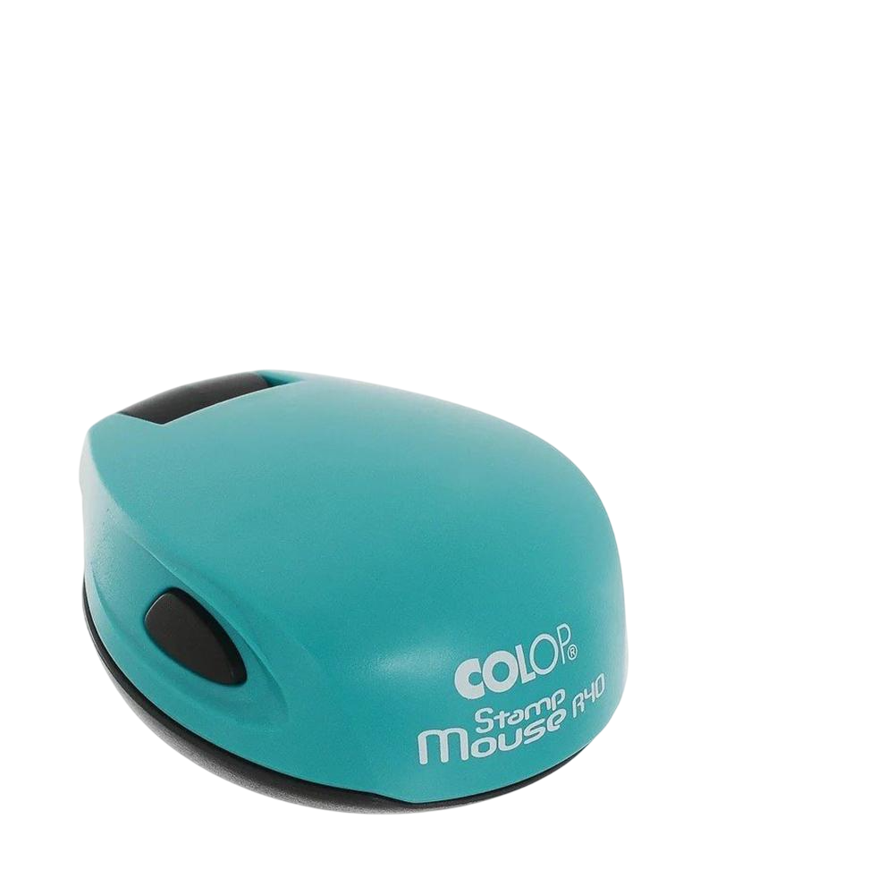 Печать ФОП с карманной оснасткой Colop Mouse R 40 Бирюзовый (ФОП9/M40/BI)