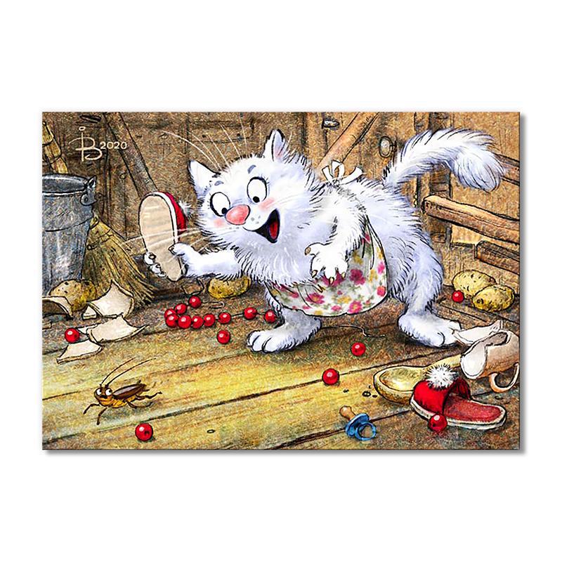 Модульная картина Мурочка в охотничьем азарте 1 модуль 50x75 см