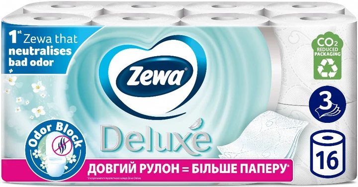 Туалетная бумага Zewa Deluxe Жасмин 3 слоя 16 рулонов 19,3 м