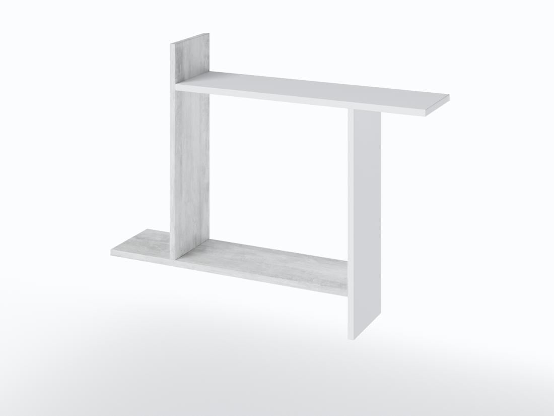 Полка для книг навесная Sanro 840х650х180 мм Белый/Бетон (Т9)