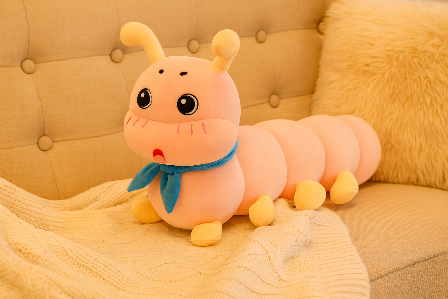 Игрушка-подушка с пледом Милая гусеница 3в1 Розовый (MH-7227pink) - фото 3