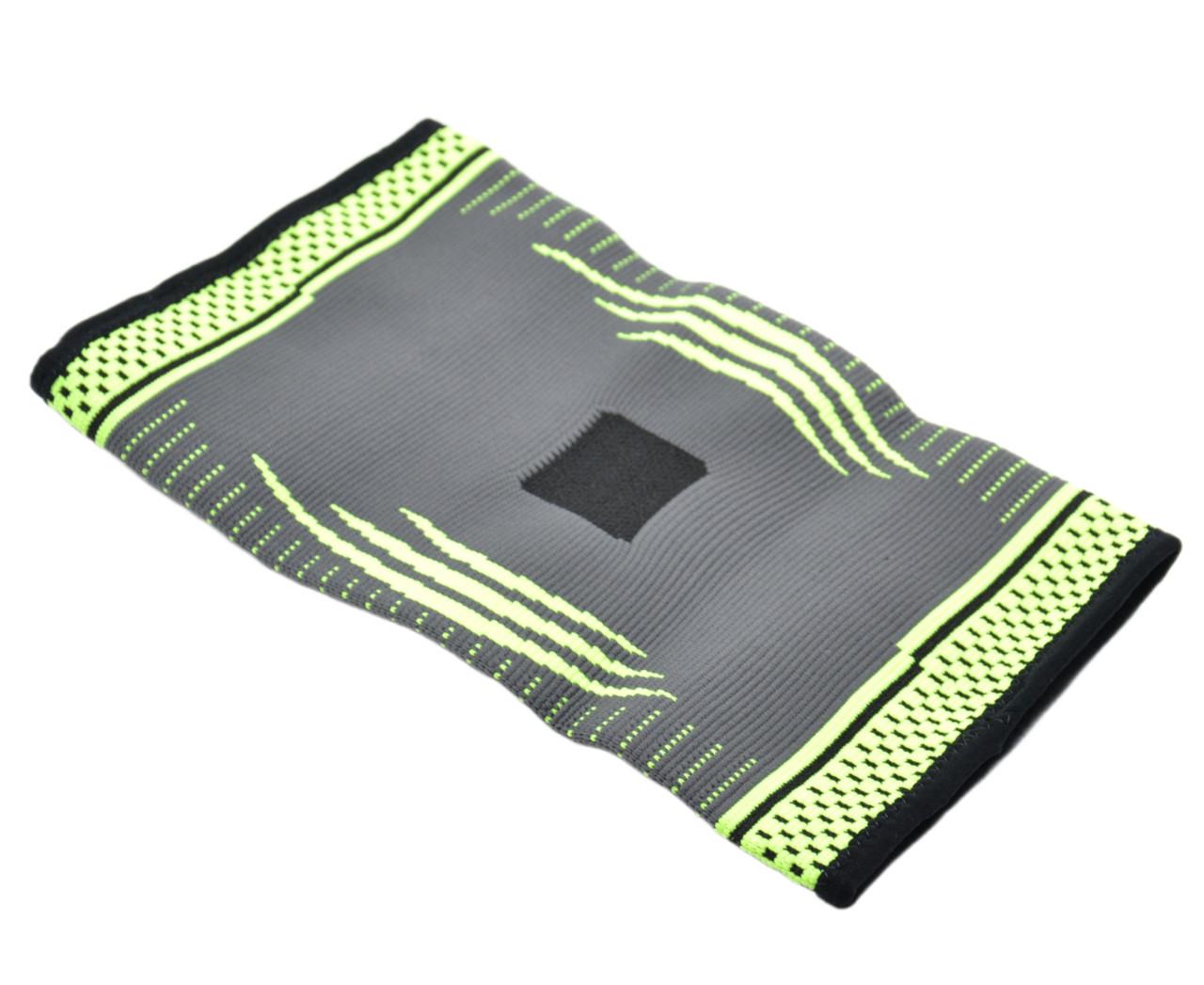 Наколінник компресійний MadMax MFA-284 3D Compressive knee support L Dark grey/Neon green (A-012720) - фото 3