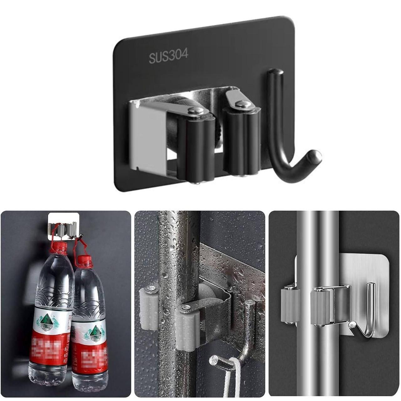 Настенный держатель для швабры с крючком SUS304 Black (137811) - фото 8 Настенный держатель для швабры с крючком SUS304 Black (137811) - фото 8