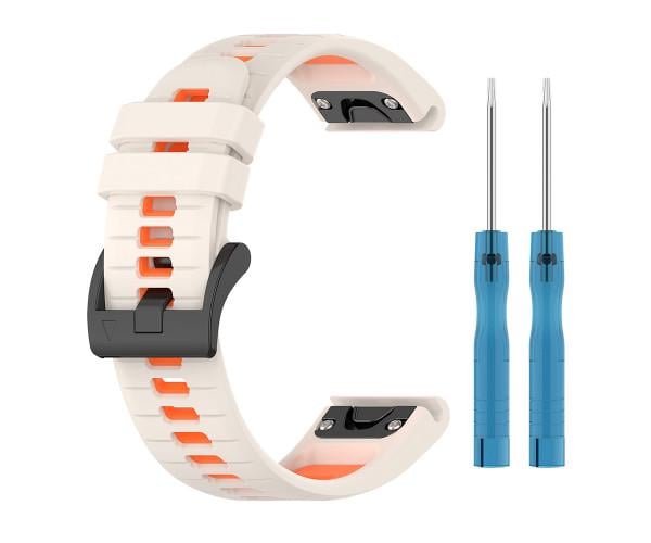 Ремінець Sport Silicone Dual Color для смарт-годинників Garmin Fenix 8 43 мм 20 мм Кремово-помаранчевий