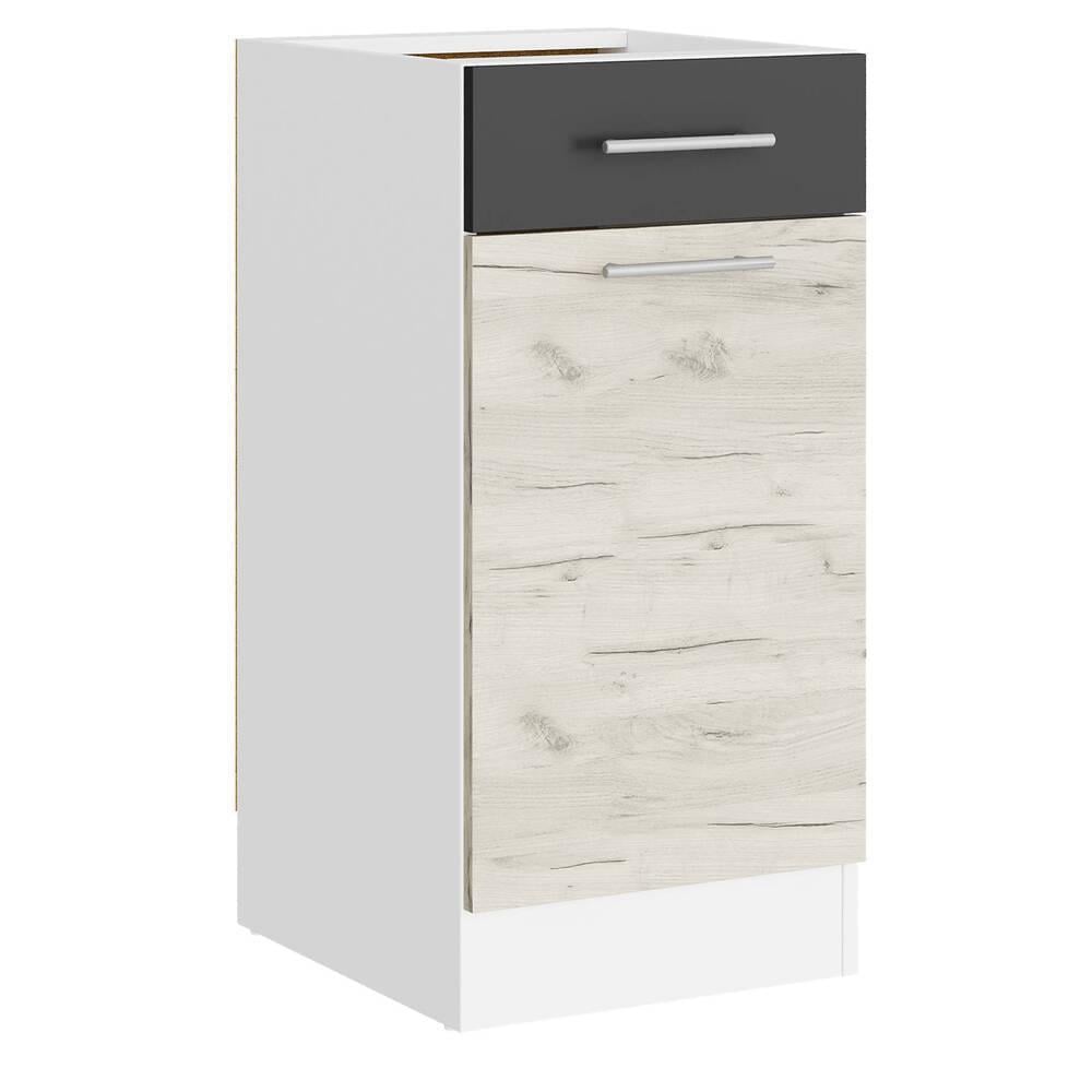 Кухонный модуль нижний с ящиком Еверест Эко 400 без столешницы 40х46х82 см Дуб крафт Белый/Графит/Белый (DTM-071030) Кухонный модуль нижний с ящиком Еверест Эко 400 без столешницы 40х46х82 см Дуб крафт Белый/Графит/Белый (DTM-071030)