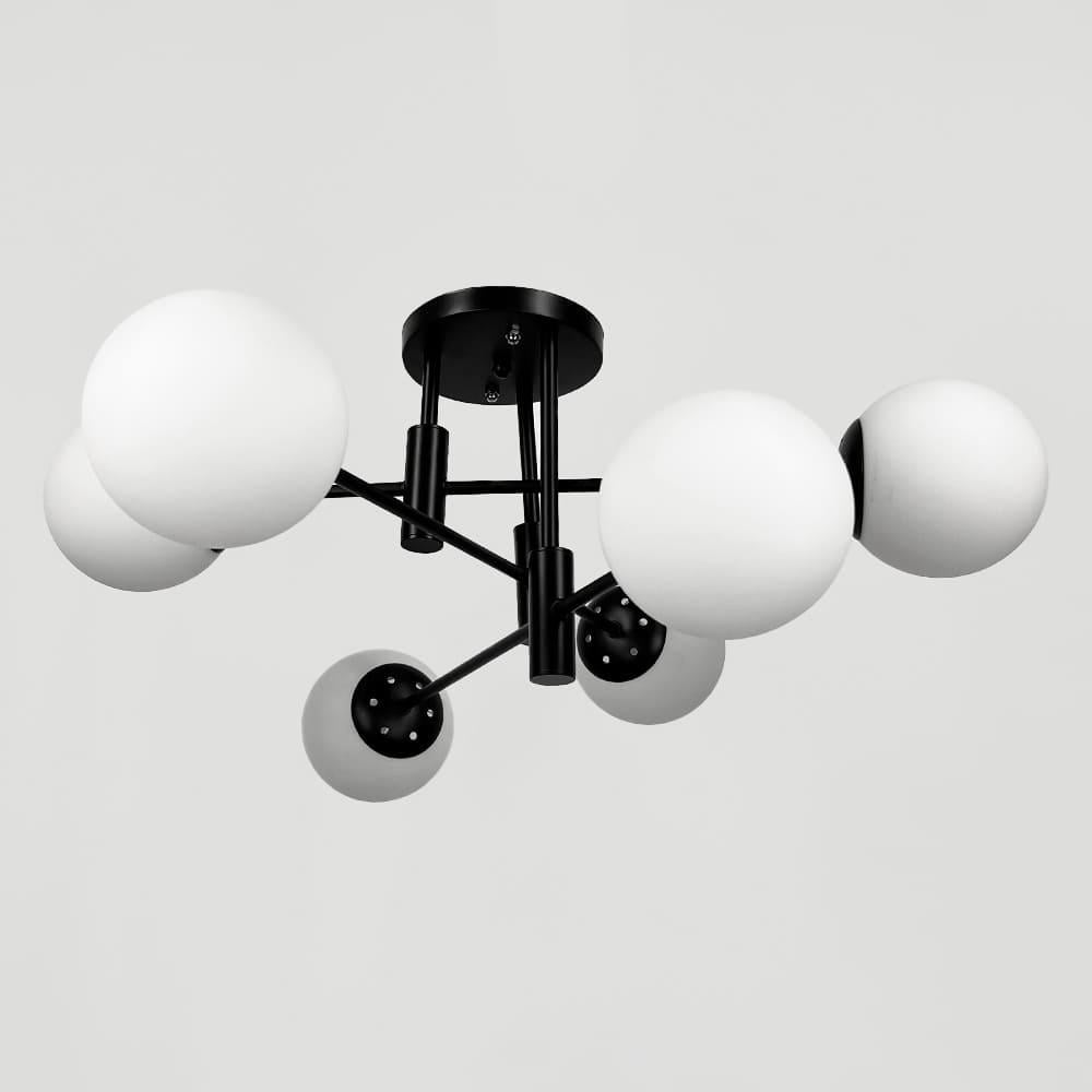 Люстра стельова молекула Light House LNF-17540/6 BK/BK/WT з білим плафоном Чорний