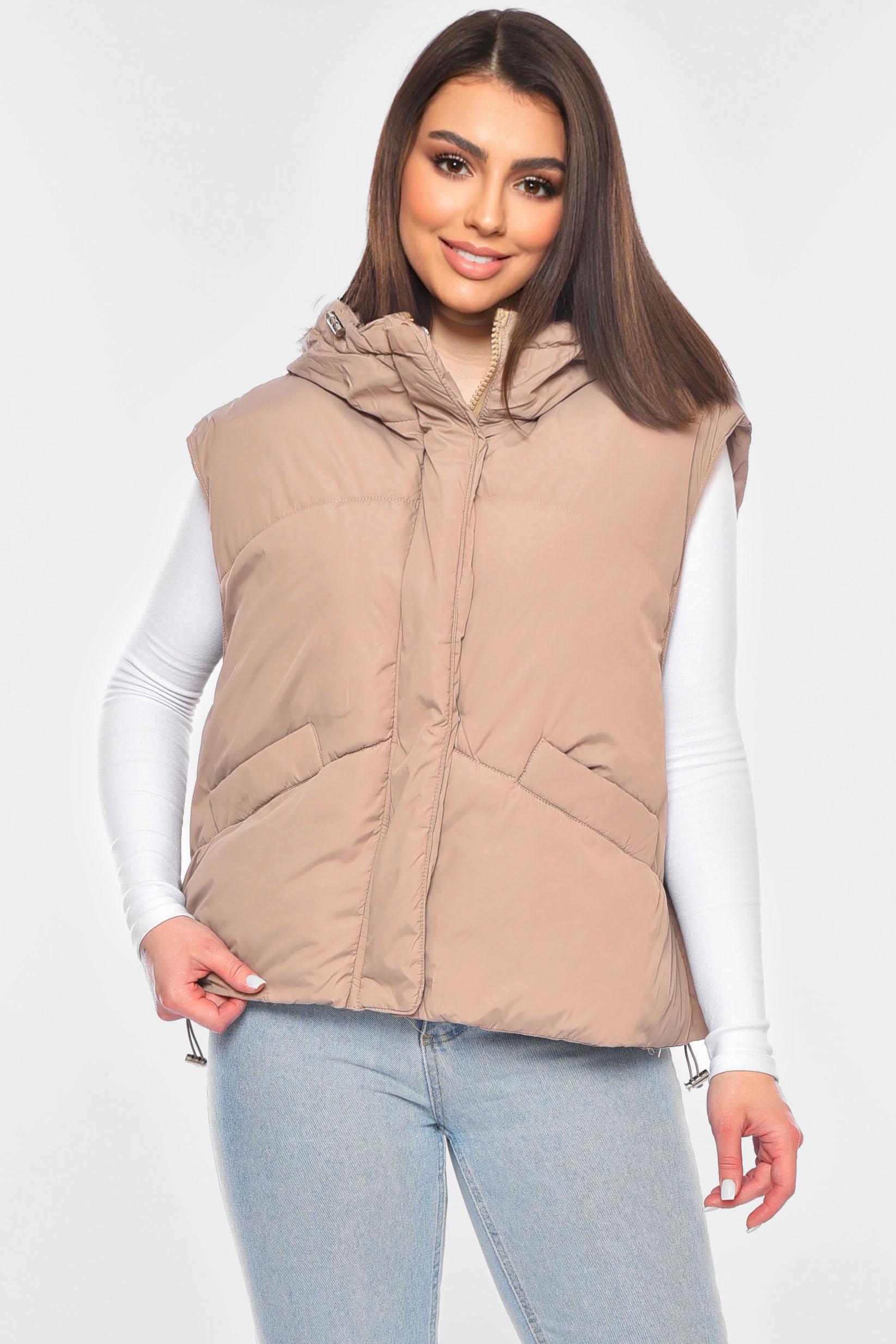 Жилетка женская однотонная 200306 L Бежевый