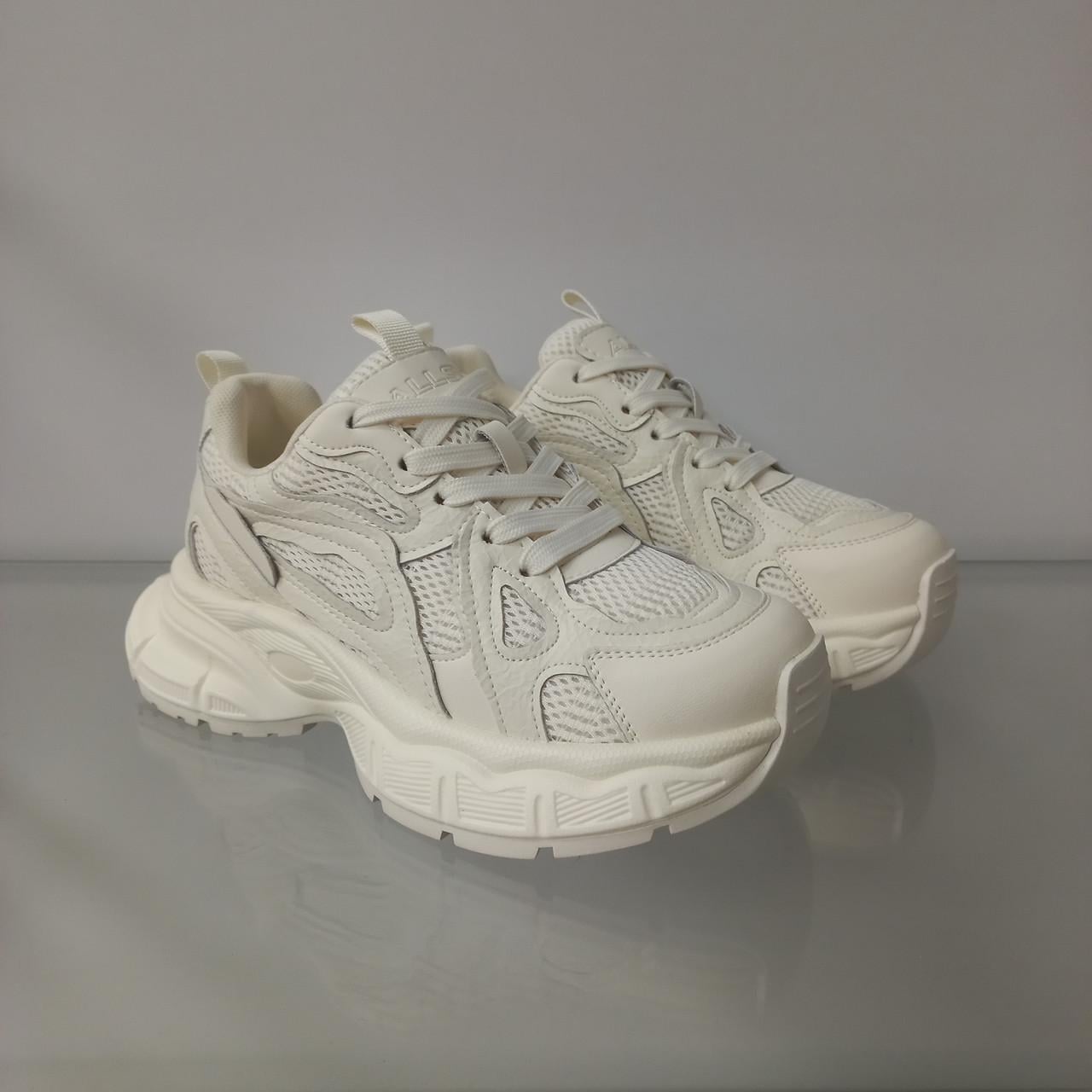 Кроссовки женские с сеткой на платформе р. 40 Молочный (33384685)