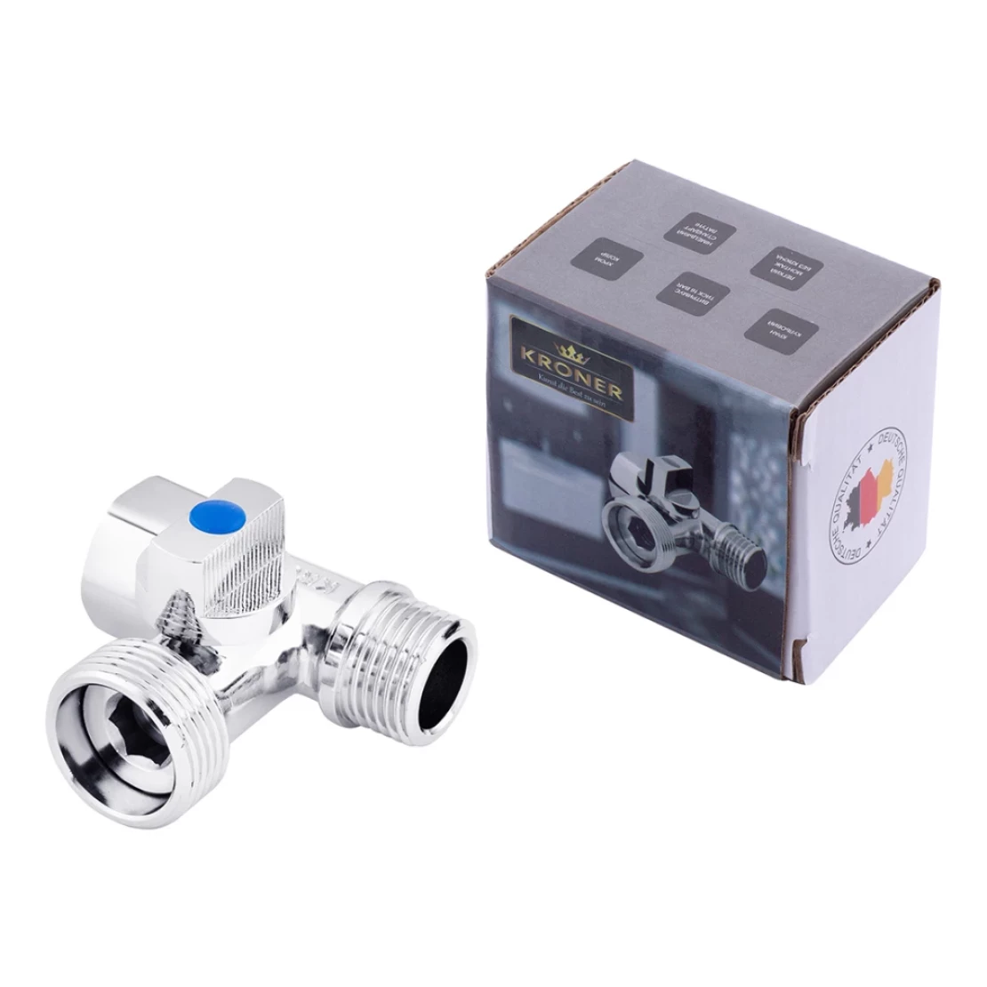 Кран приладовий 3-х ходовий Kroner KRP Eckventil C103 1/2х3/4х1/2" ЗЗВ (SVR-CV027378) - фото 2
