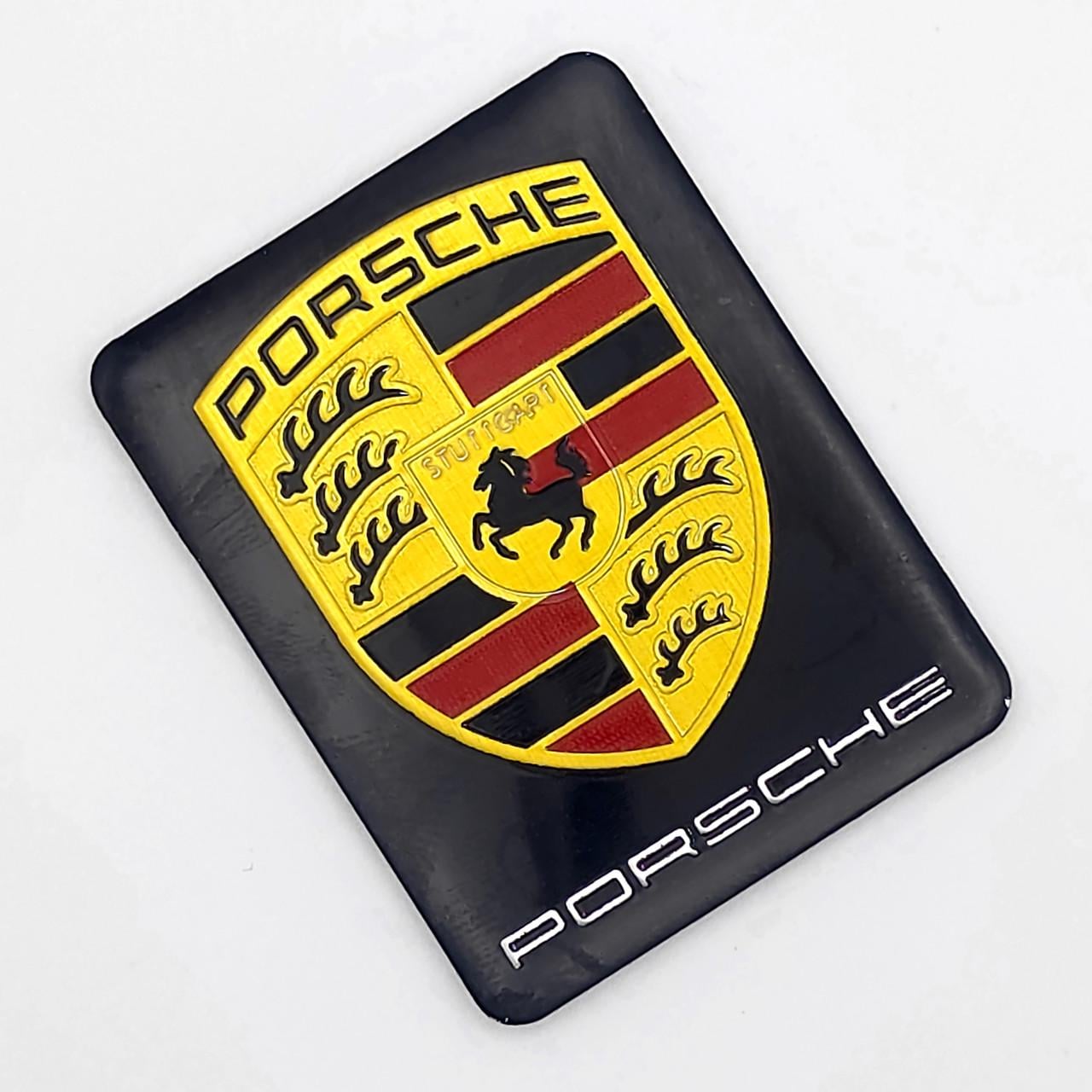Эмблема алюминиевая Porsche 4,5х3,5 см алюминий Черный глянцевый (3037152674)