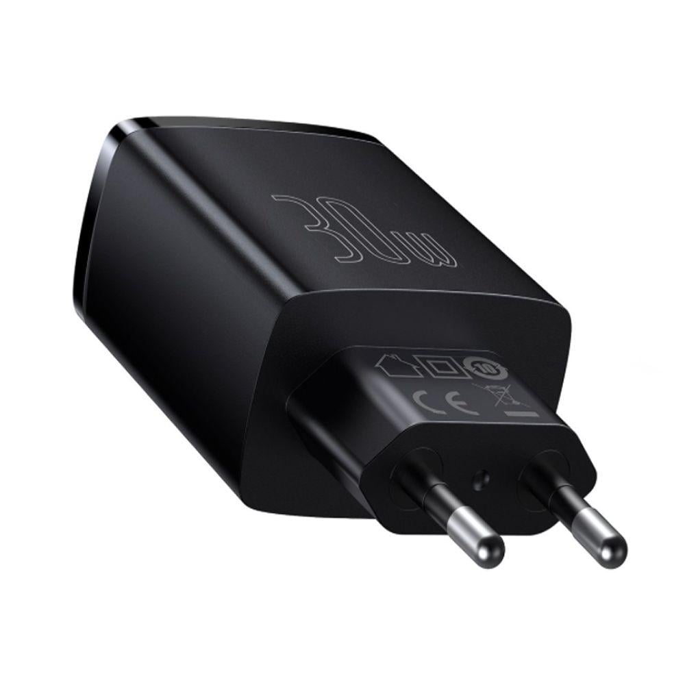 Зарядное устройство сетевое BASEUS Compact Quick Charger 30W QC/PD 1Type-C/2USB Черный (33373 black) - фото 4