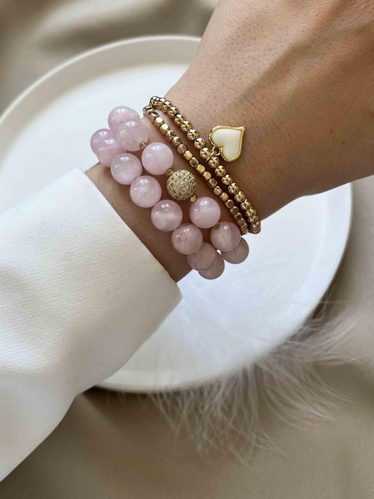 Сет из 4х браслетов кварц и гематит (4640) Сет из 4х браслетов кварц и гематит (4640)