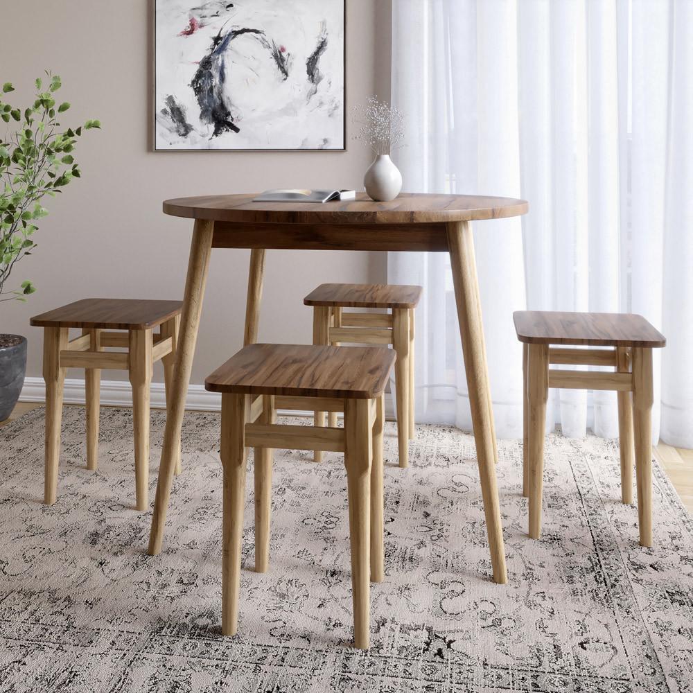 Стол круглый и 4 табурета обеденный для кухни Маями-1 кромка ПВХ 0,45 мм Дуб Ливорно (Lion-041224) - фото 1 Стол круглый и 4 табурета обеденный для кухни Маями-1 кромка ПВХ 0,45 мм Дуб Ливорно (Lion-041224) - фото 1