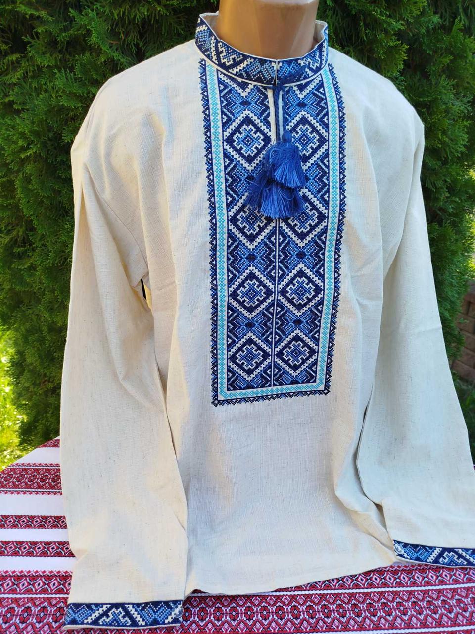 Вишиванка чоловіча льон р. 42 Синій (29377868) - фото 1 Вишиванка чоловіча льон р. 42 Синій (29377868) - фото 1