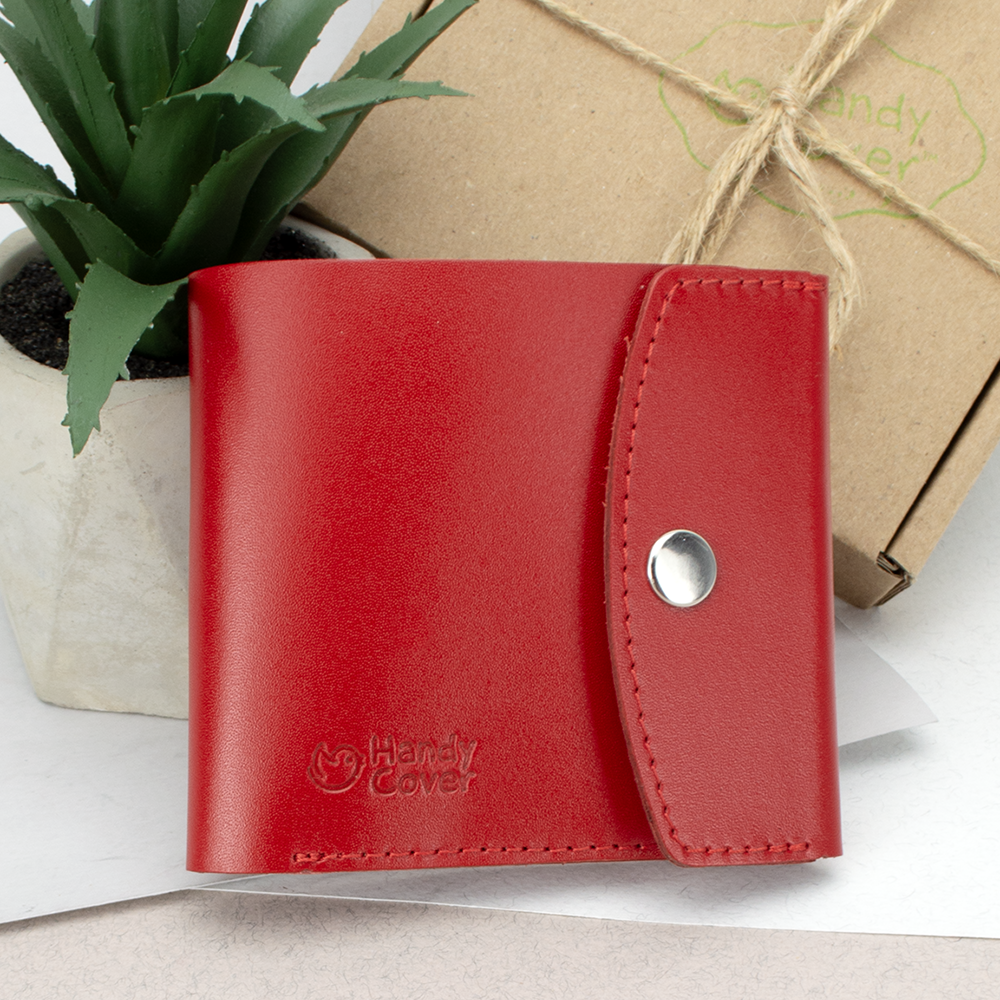 Кошелек женский кожаный Handycover HC0062 на кнопке Красный (1335880266)
