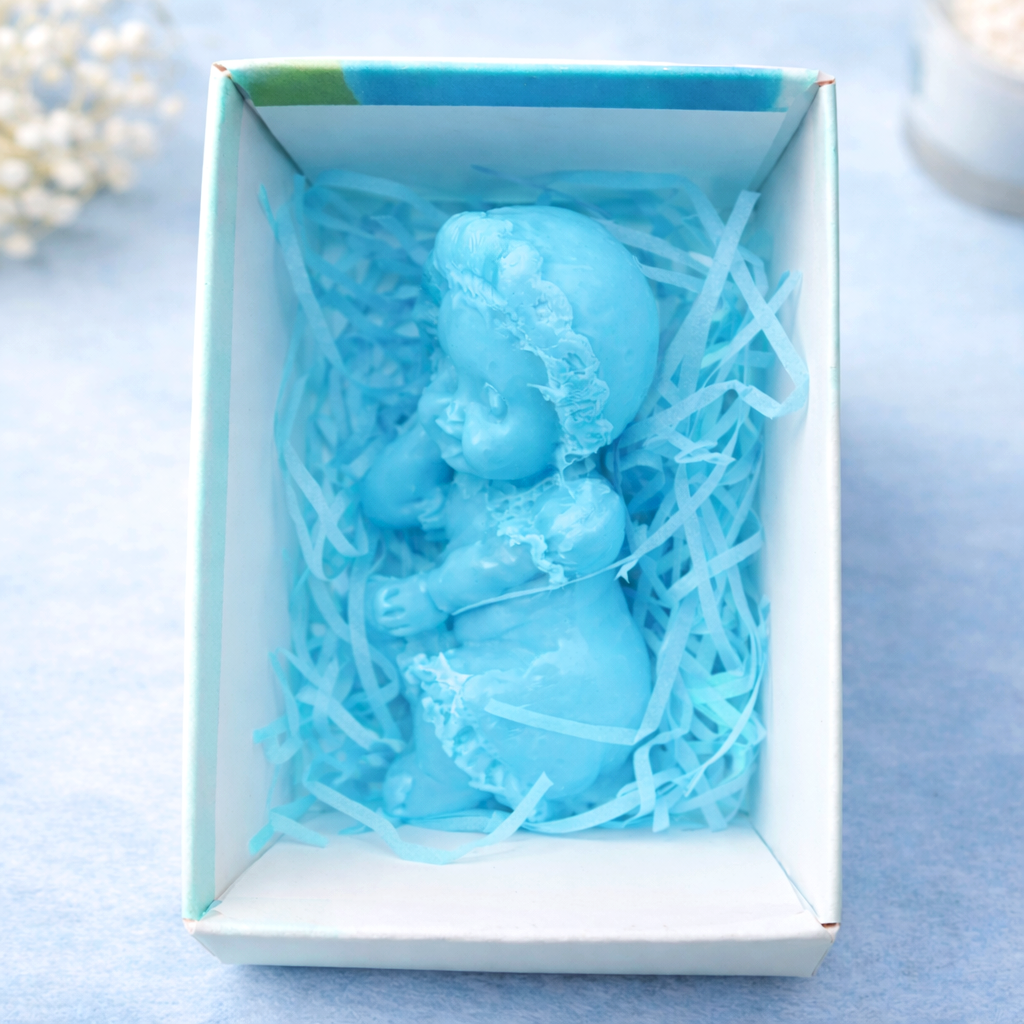 Мыло сувенирное фигурное Девочка в чепчике Голубой Мыло сувенирное фигурное Девочка в чепчике Голубой