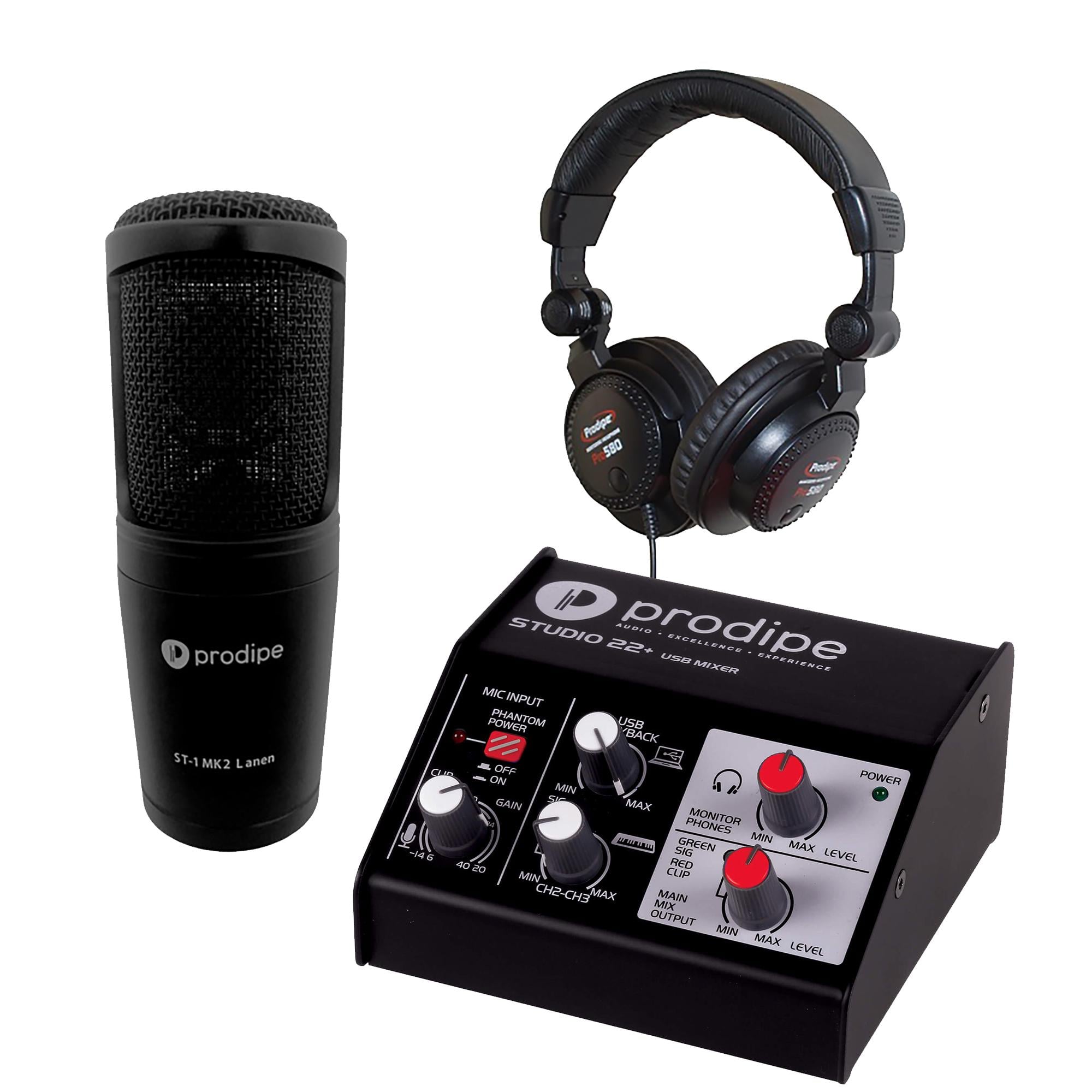 Набор стартовый для звукозаписи Prodipe адиоинтерфейс Studio 22+/Микрофон универсальный ST-1 MK2 /Наушники Pro 580 (23281074)