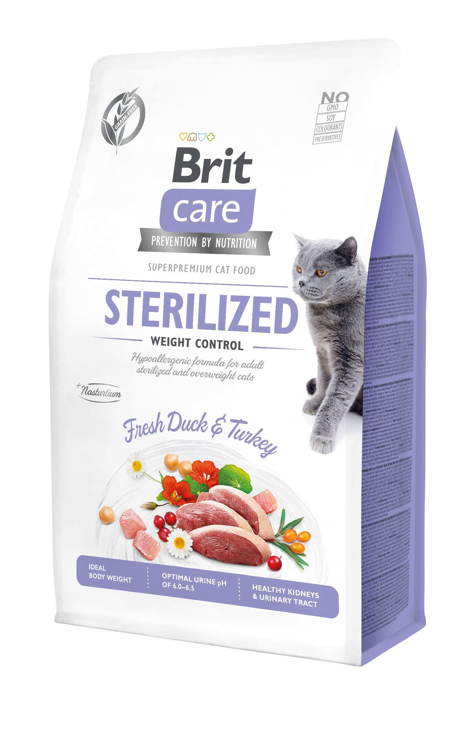 Корм сухой для стерилизованных котов и котов с избыточным весом Brit Care Cat GF Sterilized Weight Control с уткой и индейкой 0,4 кг (8595602540808) Корм сухой для стерилизованных котов и котов с избыточным весом Brit Care Cat GF Sterilized Weight Control с уткой и индейкой 0,4 кг (8595602540808)