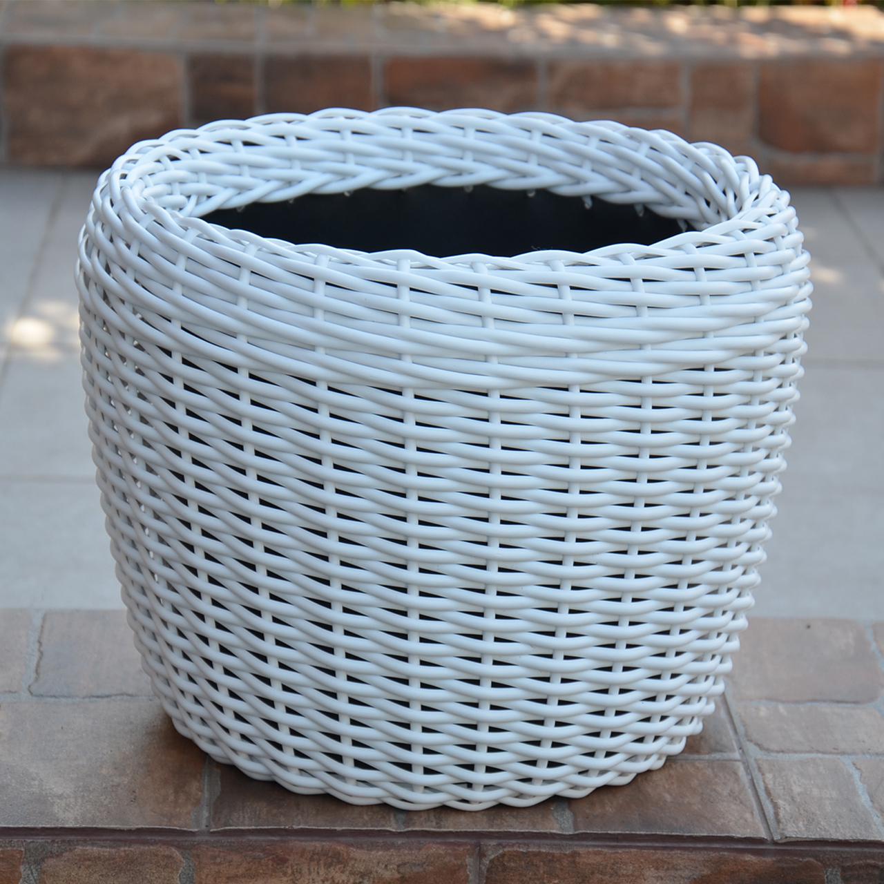 Кашпо для рослин з штучного ротангу 16 л Білий - фото 3 Кашпо для рослин з штучного ротангу 16 л Білий - фото 3