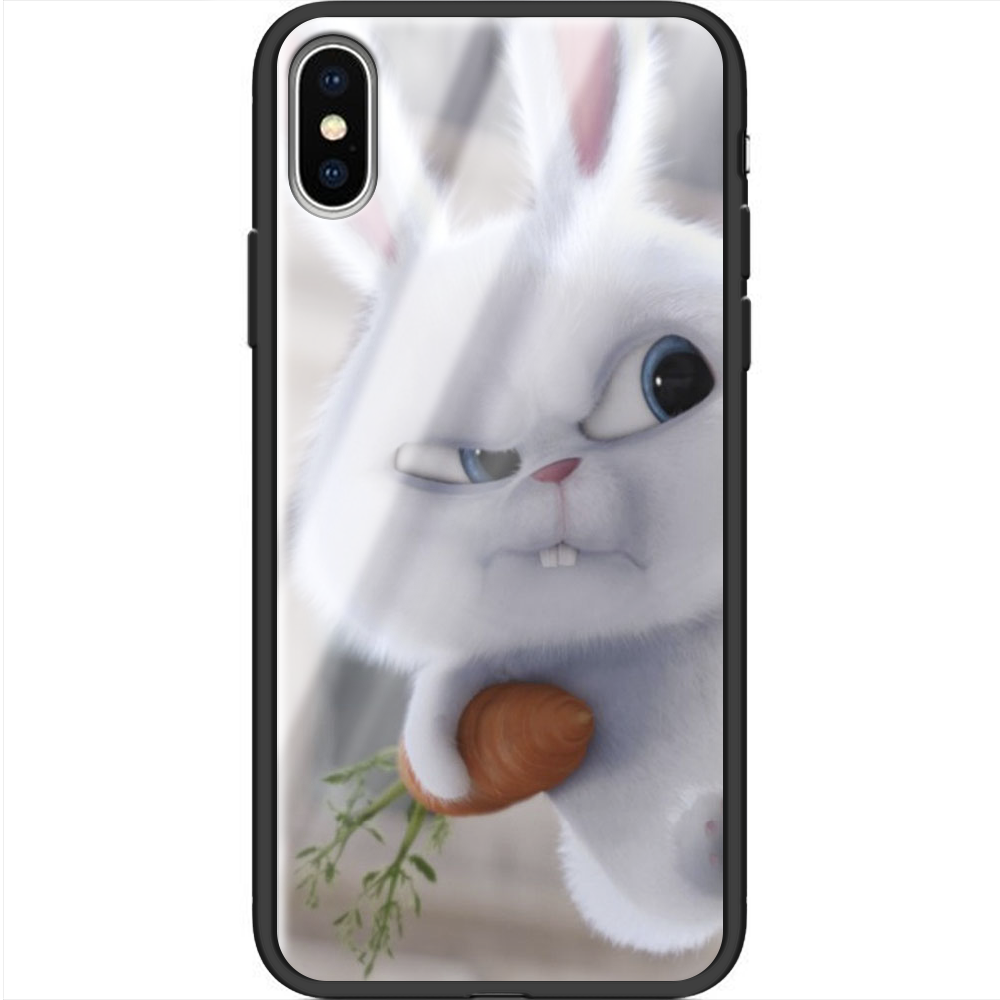 Чехол Boxface iPhone X Rabbit Snowball Черный силикон со стеклом (32139-up1116-37734)