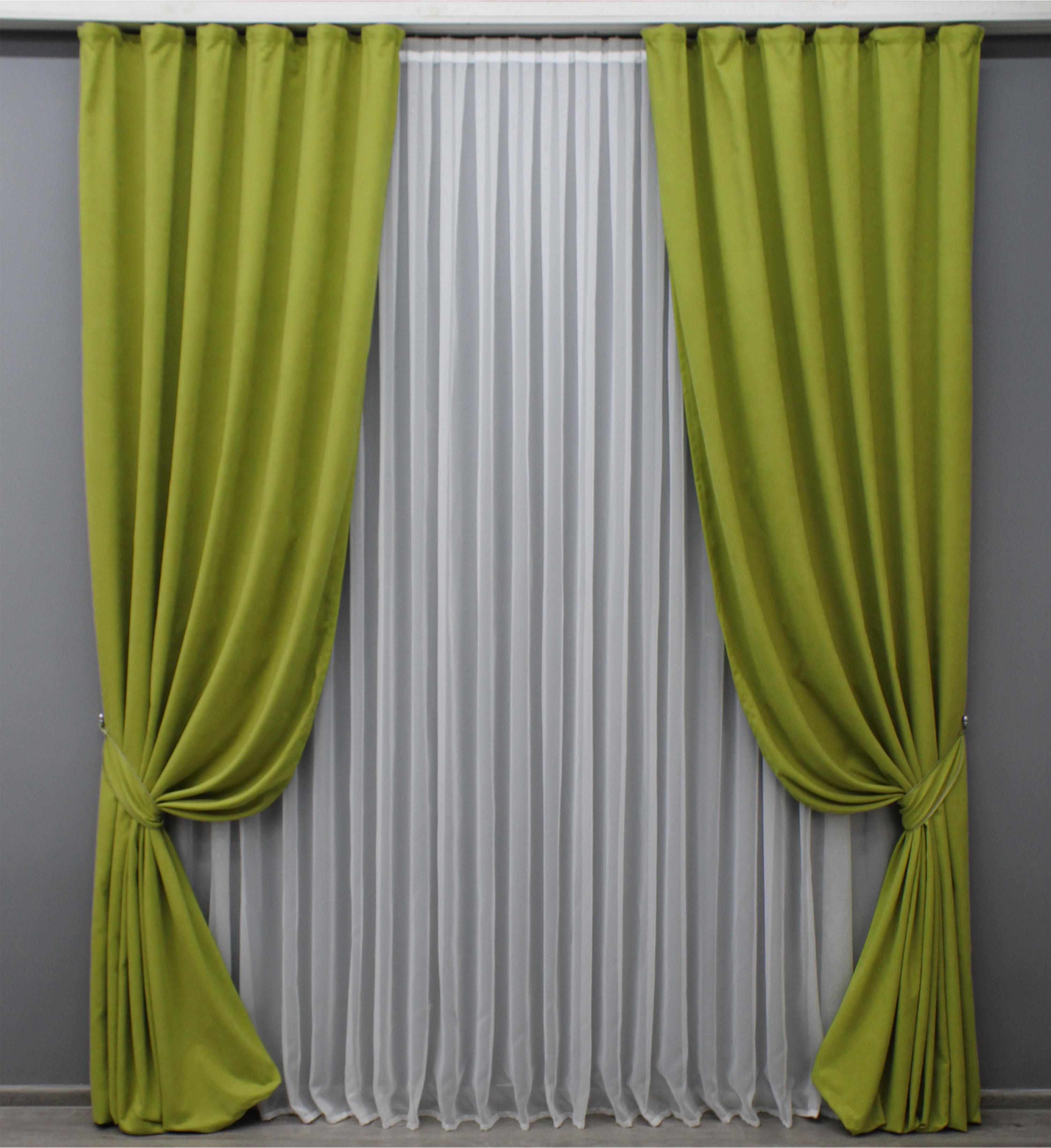 Комплект штор VR-Textil Petek №1500ш микровелюр 100х290см 2 шт. Салатовый (31-761)