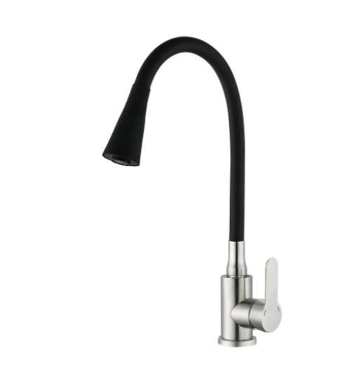 Смеситель для кухни MIXXUS DAX-011 Refl с силиконовым изливом Black (MI6559)