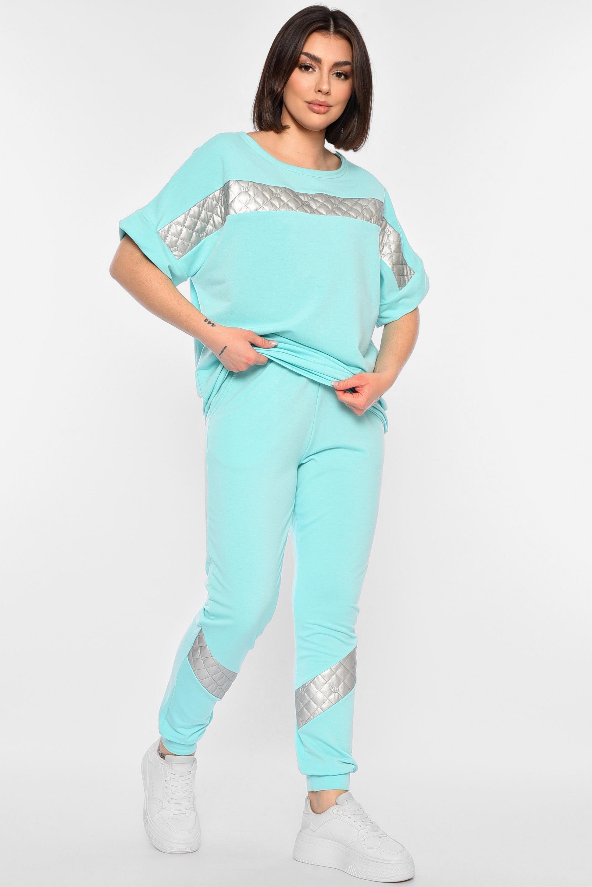 Спортивний костюм трійка жіночий напівбатальний 4XL М'ятний (180726)
