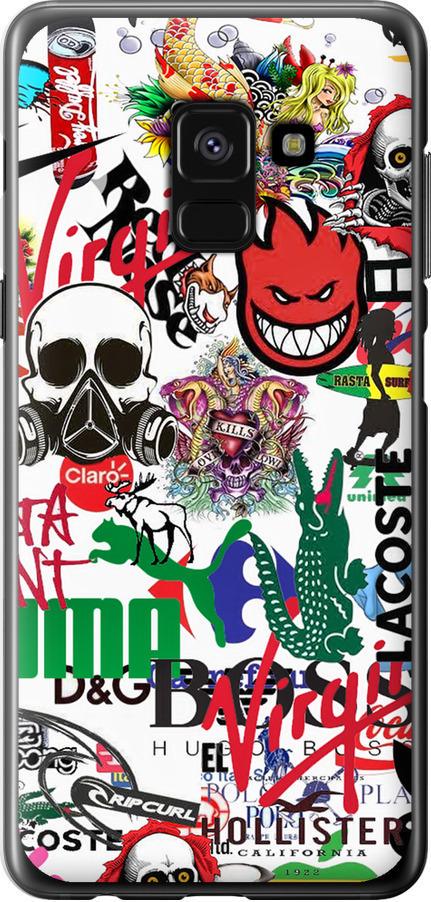 Чехол на Samsung Galaxy A8 2018 A530F Many different logos (4022u-1344-42517)