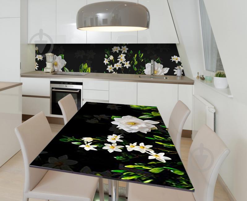 Наклейка 3Д виниловая на стол Zatarga «Белый эдельвейс» 600х1200 мм для домов, квартир, столов, кофейн, кафе