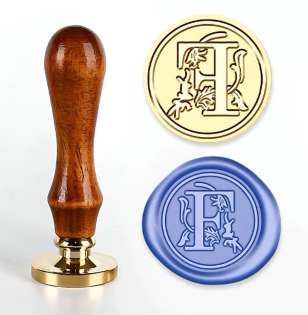 Печать для сургуча буква F латунная головка 25х15 мм с деревянной ручкой 90 мм (7697)