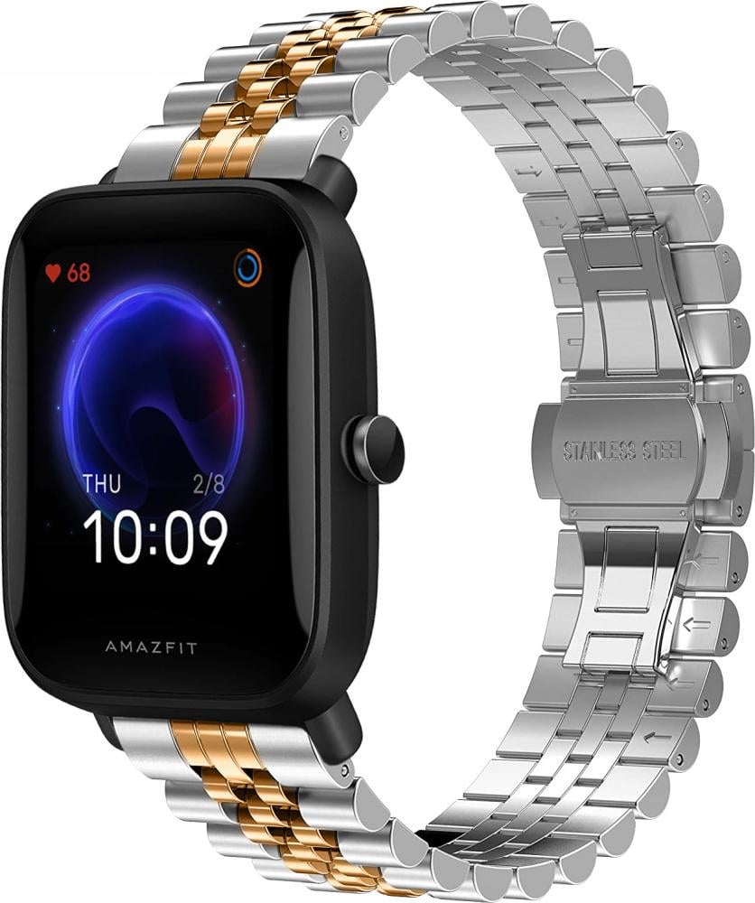 Браслет металлический Stech Line для Amazfit Bip U Silver/Rose (27048-68)