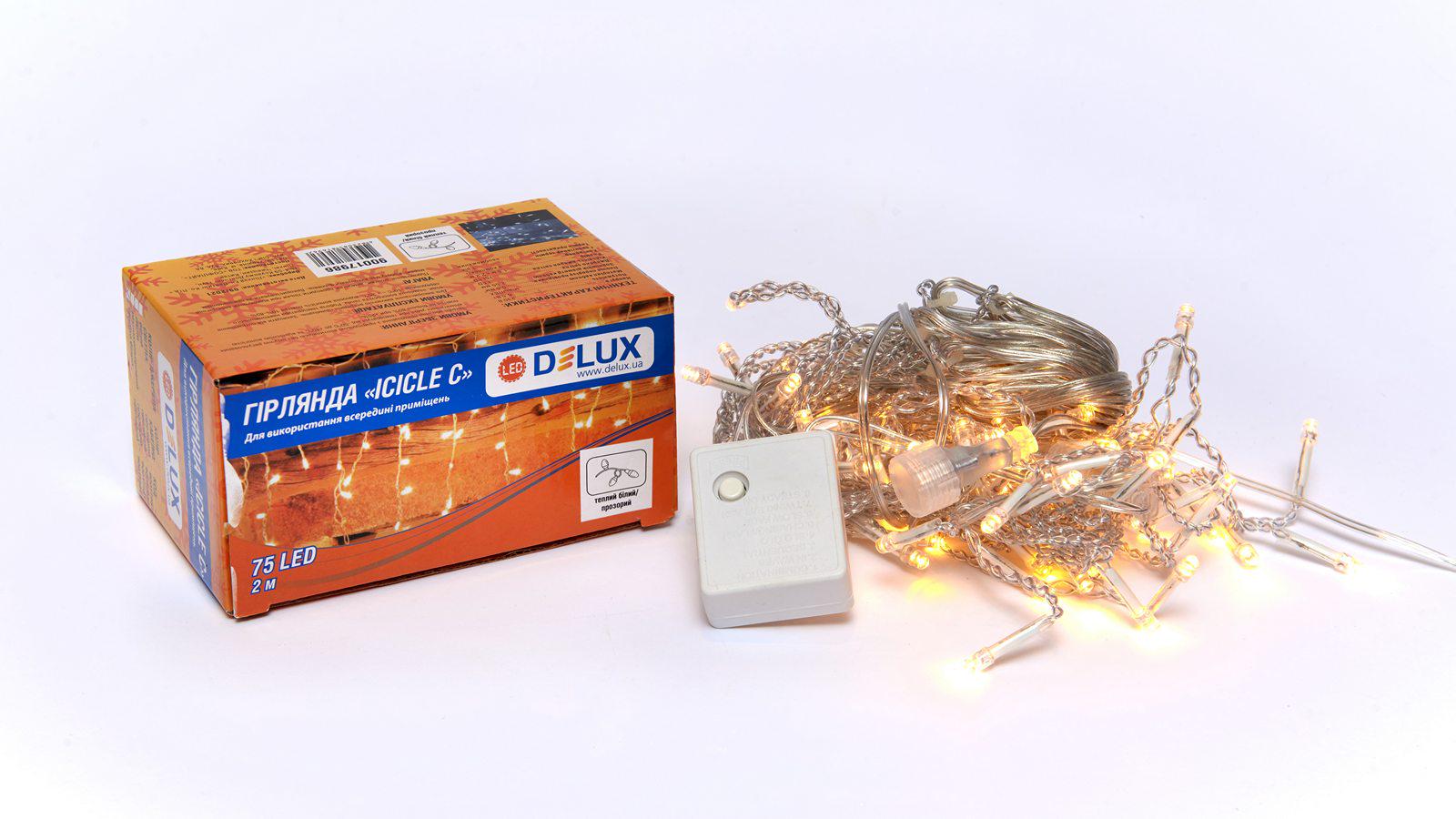 Гирлянда внутренняя Delux Icicle 75 LED IP20 бахрома 2x0,7 м Теплый белый/Прозрачный (13455433)