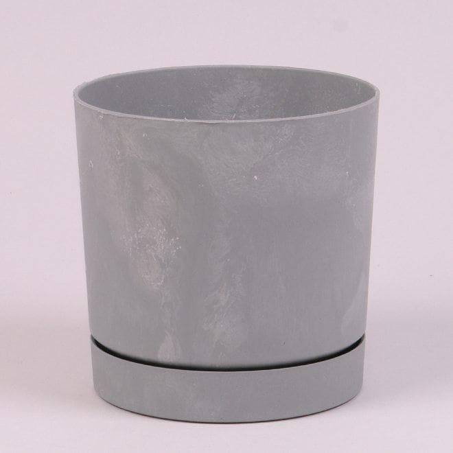 Горщик пластмасовий з підставкою Flora Tubo P Beton Effect 13 см Бетон (93577)