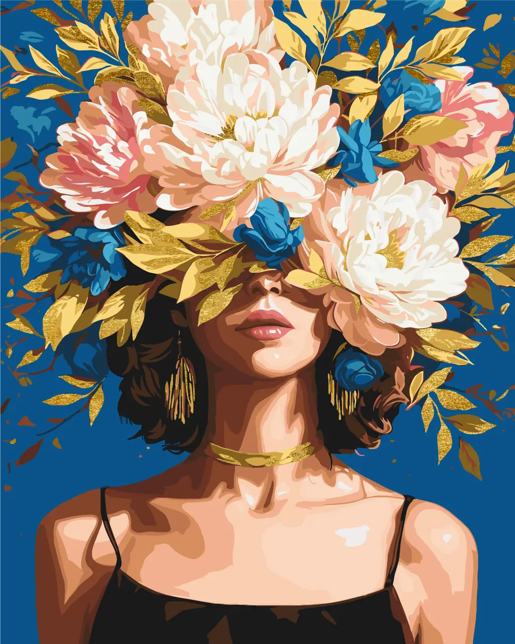 Картина по номерам ORIGAMI Девушка в розовых пионах С красками металлик 40х50 см (LW11080)