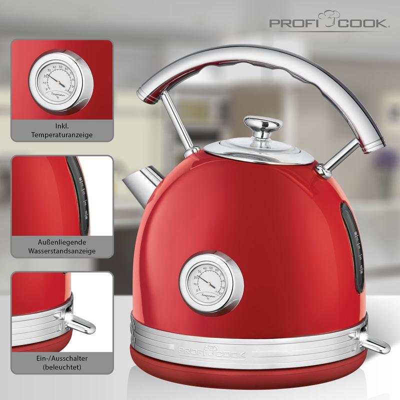 Електрочайник Profi Cook PC-WKS 1192 металевий Red (408062) - фото 3 Електрочайник Profi Cook PC-WKS 1192 металевий Red (408062) - фото 3