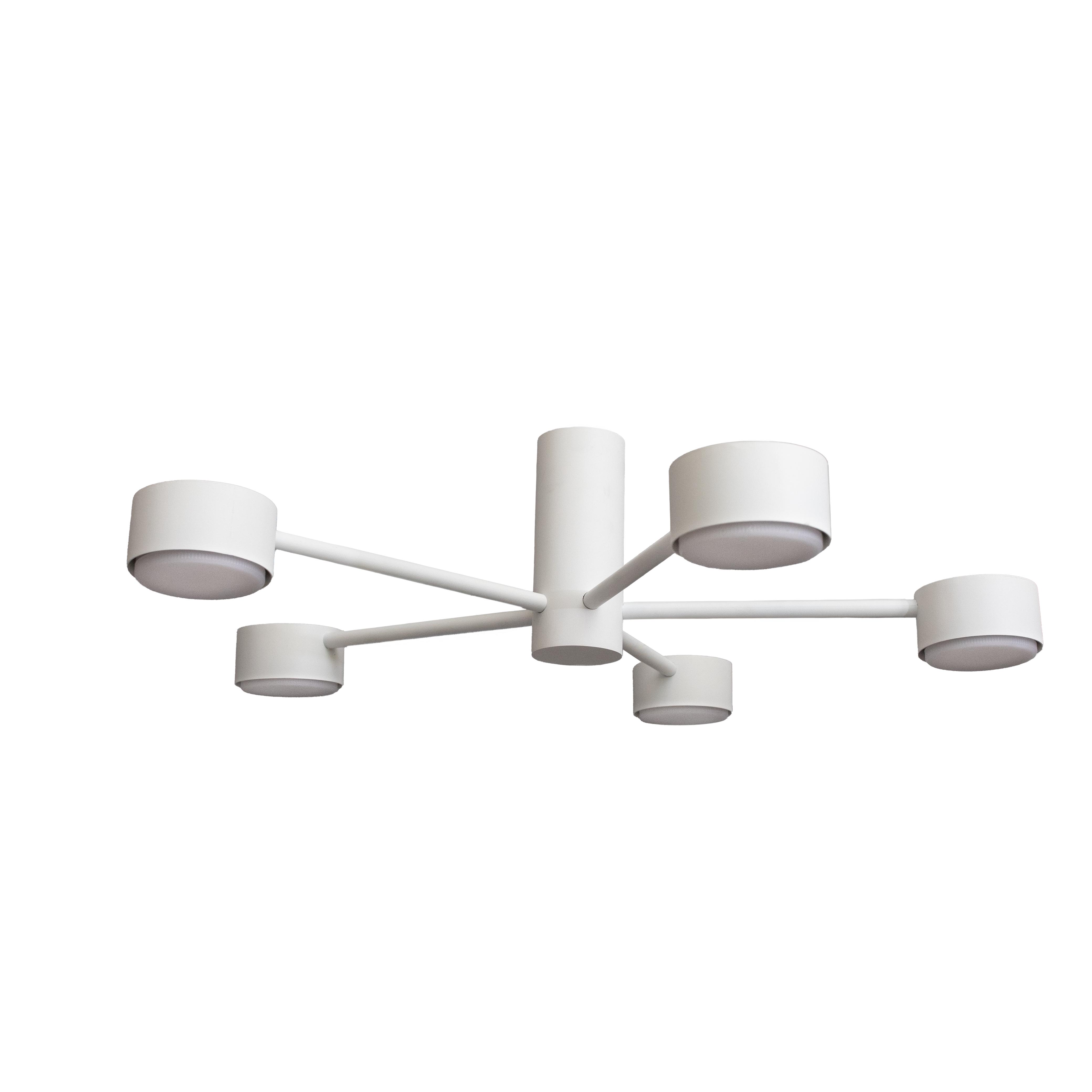 Люстра стельова MSK ELECTRIC Copter NL 8041-5 WH на п'ять круглих плафонів під лампи GX53 Білий