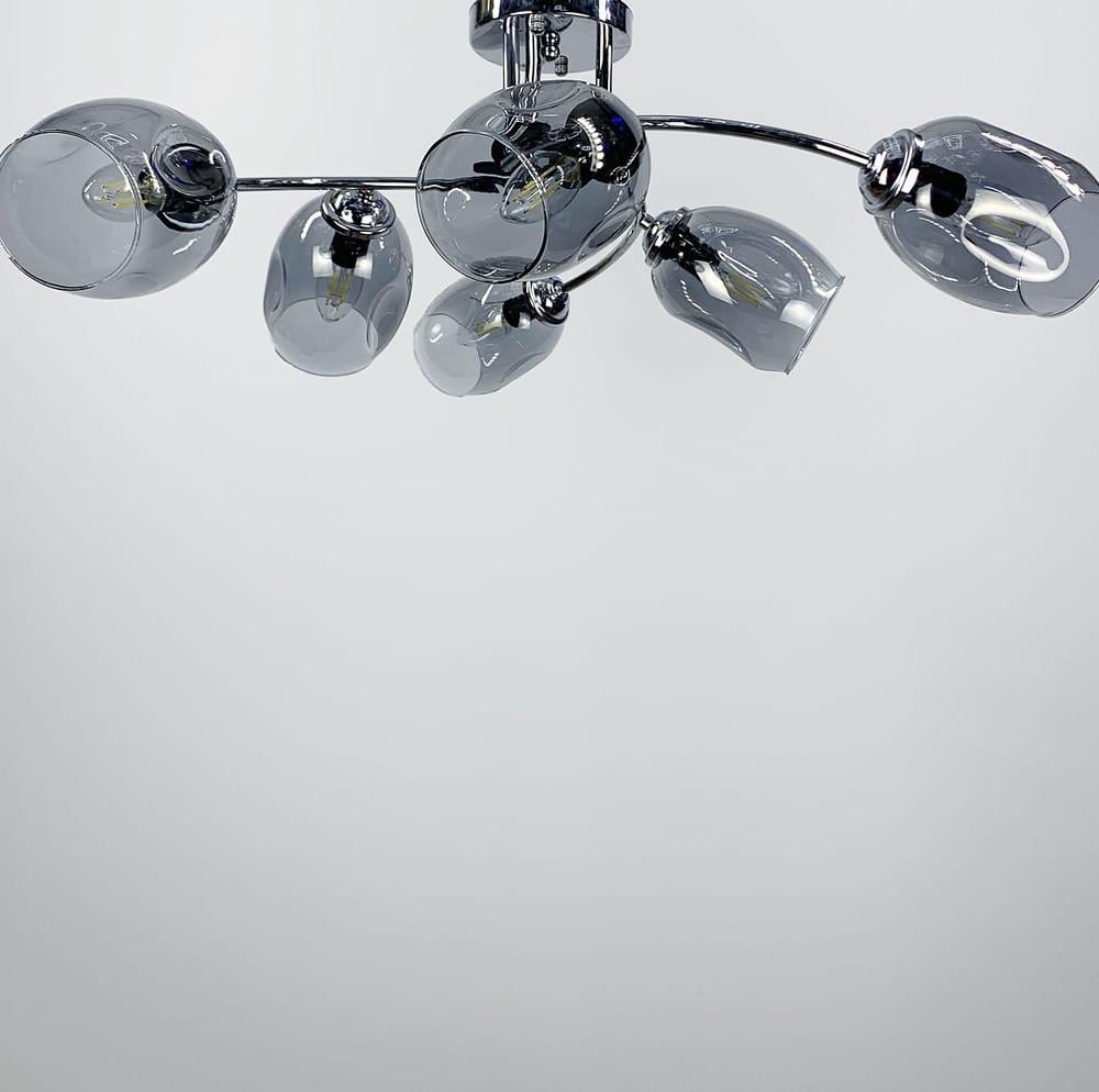 Люстра для низких потолков с 6 плафонами Графит (7089/6 CH+GR)