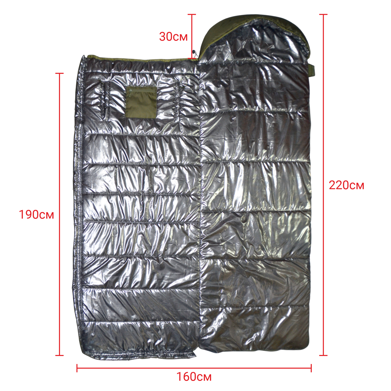 Спальный мешок зимний Свободные руки с капюшоном -20C левый XL 220х80 см (2768812393) - фото 4